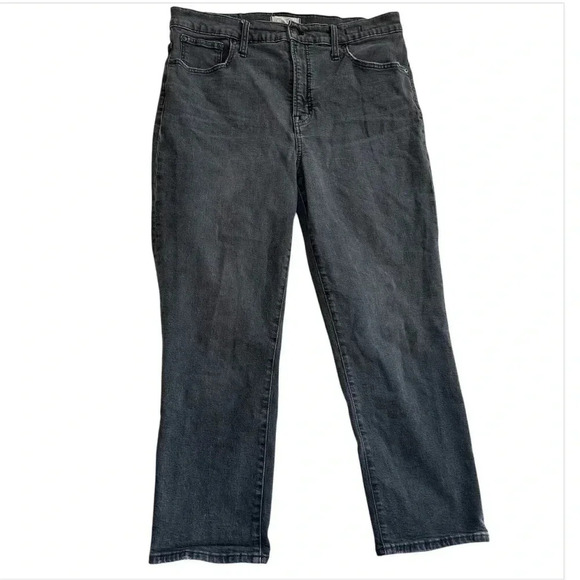 The Perfect Vintage Crop Jean Women’s 32 Gray Wash Distressed High Rise Straight - Picture 1 of 5